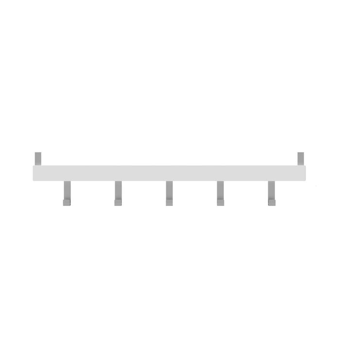 Mode 5 Chrome Hooks on White Board Over Door Coat Rack