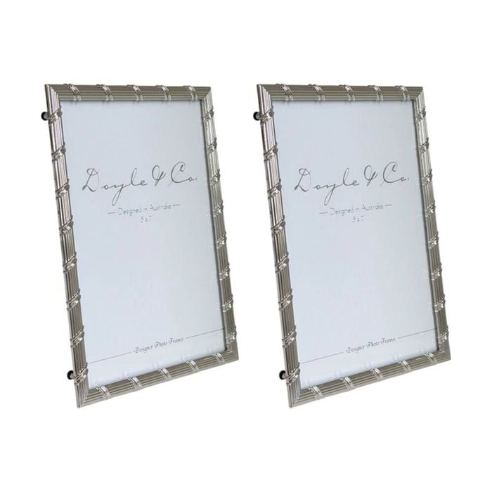 2PK SS Collective Silver Textured W/ Criss Cross Photo Frame Rectangle 5x7