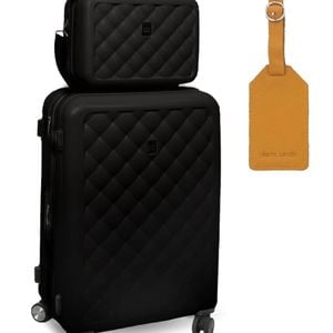 Pierre Cardin Medium Hard-shell Suitcase & Mini Beauty Case Set W/ Tag Black