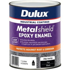 Dulux 1L Metalshield Epoxy Enamel Flat Paint Black