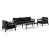 Bronte 3+1+1 Outdoor Aluminium Lounge Setting Charcoal With Coffee Table & Denim Grey Cushions