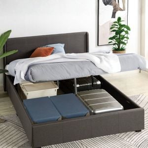 Zinus Queen Maddon Bed Gas Lift Bed Frame Storage - Dark Grey