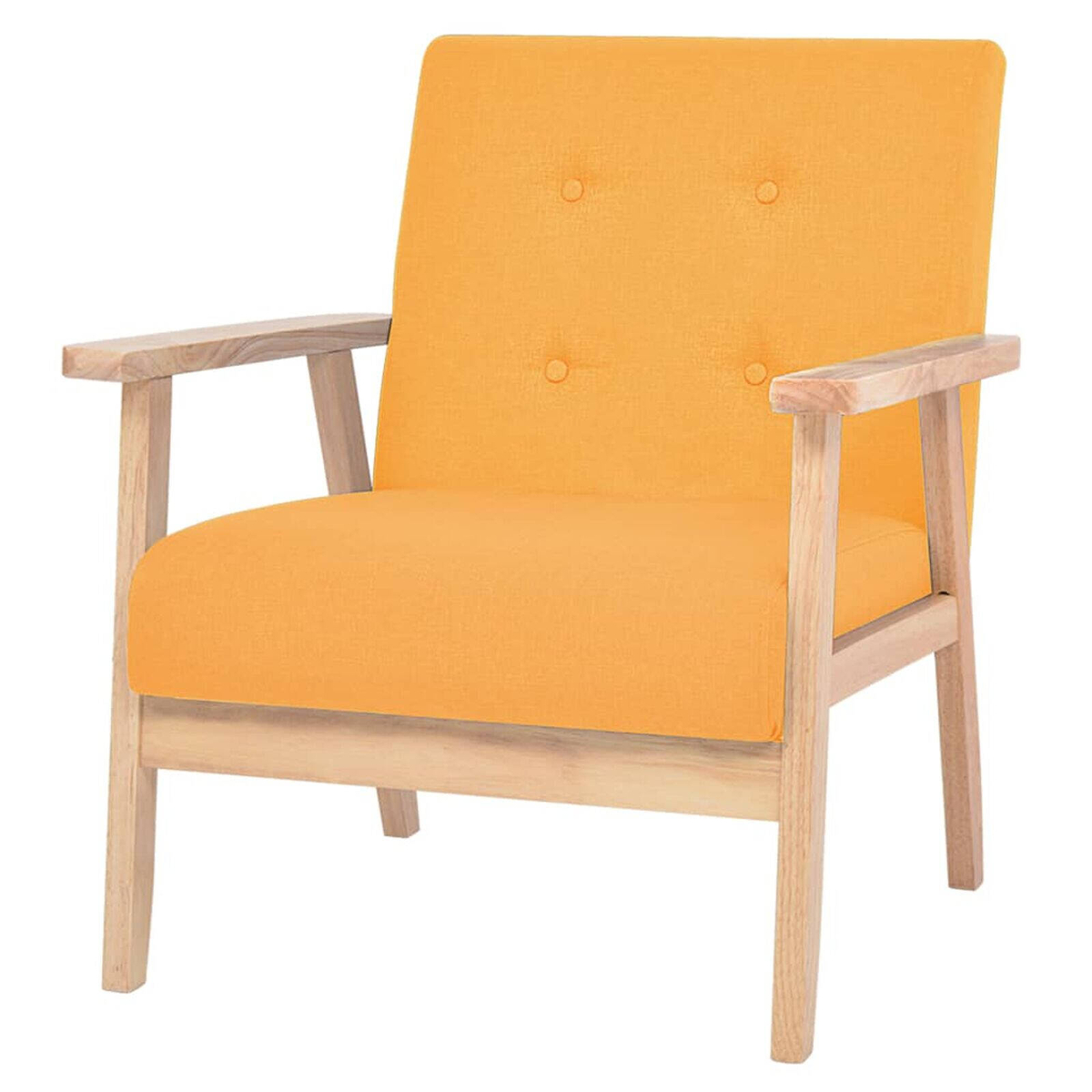 vidaXL Armchair Fabric Yellow Bedroom Chair Single Sofa Lounge Couch ...