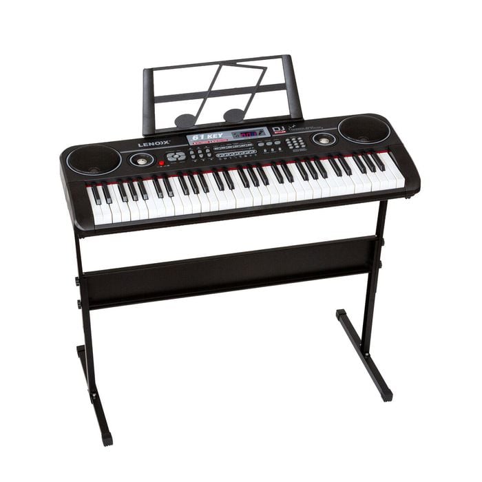 Lenoxx 61-key Electronic Learning Piano Keyboard, Light-up Keys, Lcd Display, With Music Stand Holder