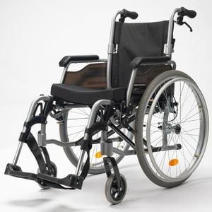 EQUIPMED 24 Inch Folding Wheelchair Alloy Lightweight Aluminium Portable Mobility with Park Brakes