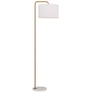 Telbix Ingrid Modern Standing Floor Lamp Light Marble Metal Fabric Ivory White Marble Antique Gold