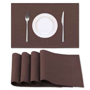 Smarcute Rectangular Waterproof Placemats For Kitchen Dining Table, Set Of 4, Chocolate, 45x30cm