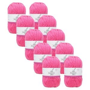10x Malli Bubblegum Pink Super Blend Basic 100g Knitting Yarn Acrylic/poly