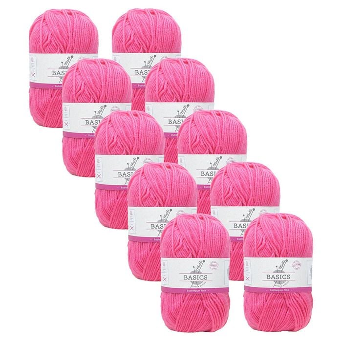 10x Malli Bubblegum Pink Super Blend Basic 100g Knitting Yarn Acrylic/poly