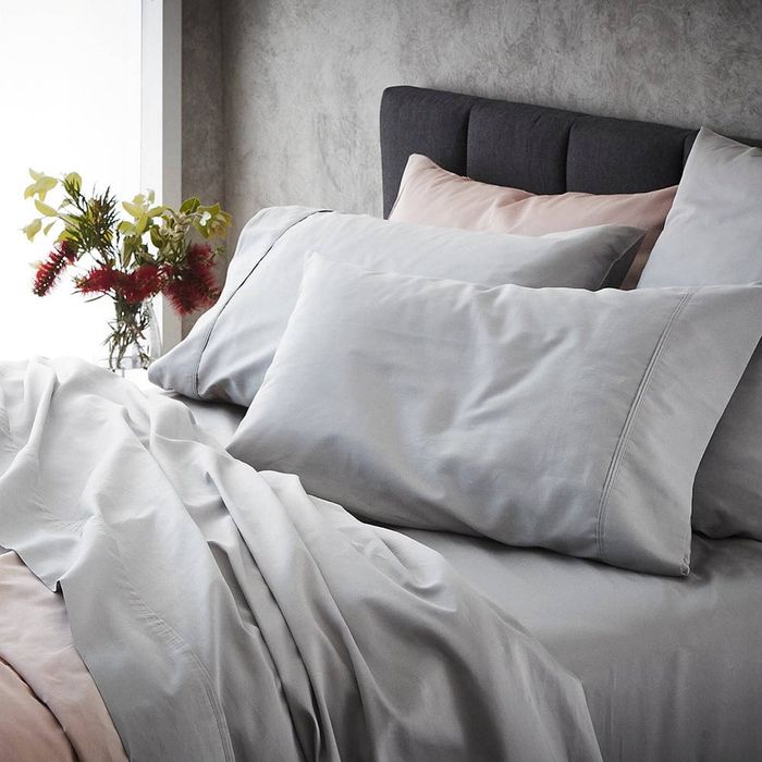 Ashton Fitted Sheet King Bed Light Light Grey MyHouse