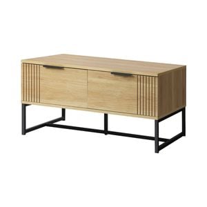 Oikiture Coffee Table With 2 Drawers Natural