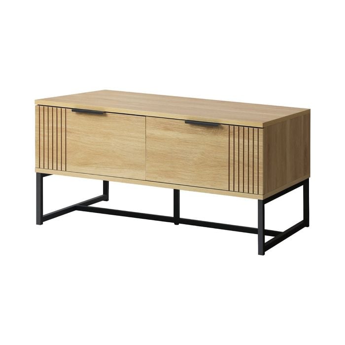 Oikiture Coffee Table With 2 Drawers Natural