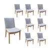 Japandi 8pc Set Leather Seat Dining Chair Pewter Grey