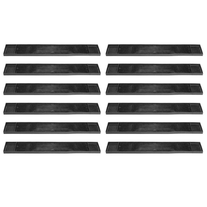 Trenton Bar Mat / Runner 610 X 83mm Black Rubber Set Of 12