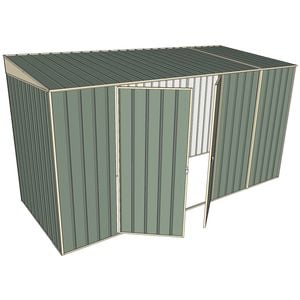 Build-a-Shed 1.5 x 3.7 x 2m Double Hinged Side Doors Skillion Shed - Green