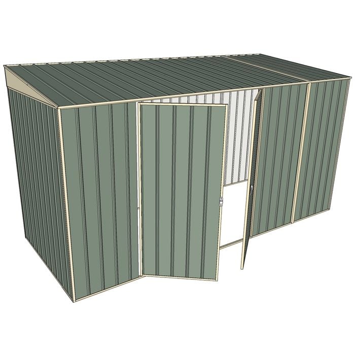 Build-a-Shed 1.5 x 3.7 x 2m Double Hinged Side Doors Skillion Shed - Green
