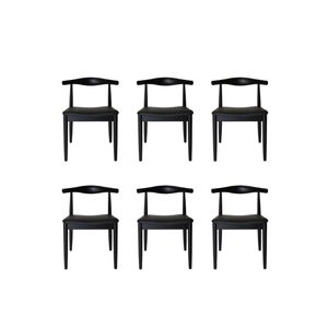 SK Designer Living | Pack of 6 | Replica Hans Wegner Elbow Chair CH20 - Black