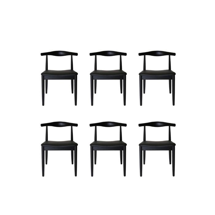 SK Designer Living | Pack of 6 | Replica Hans Wegner Elbow Chair CH20 - Black