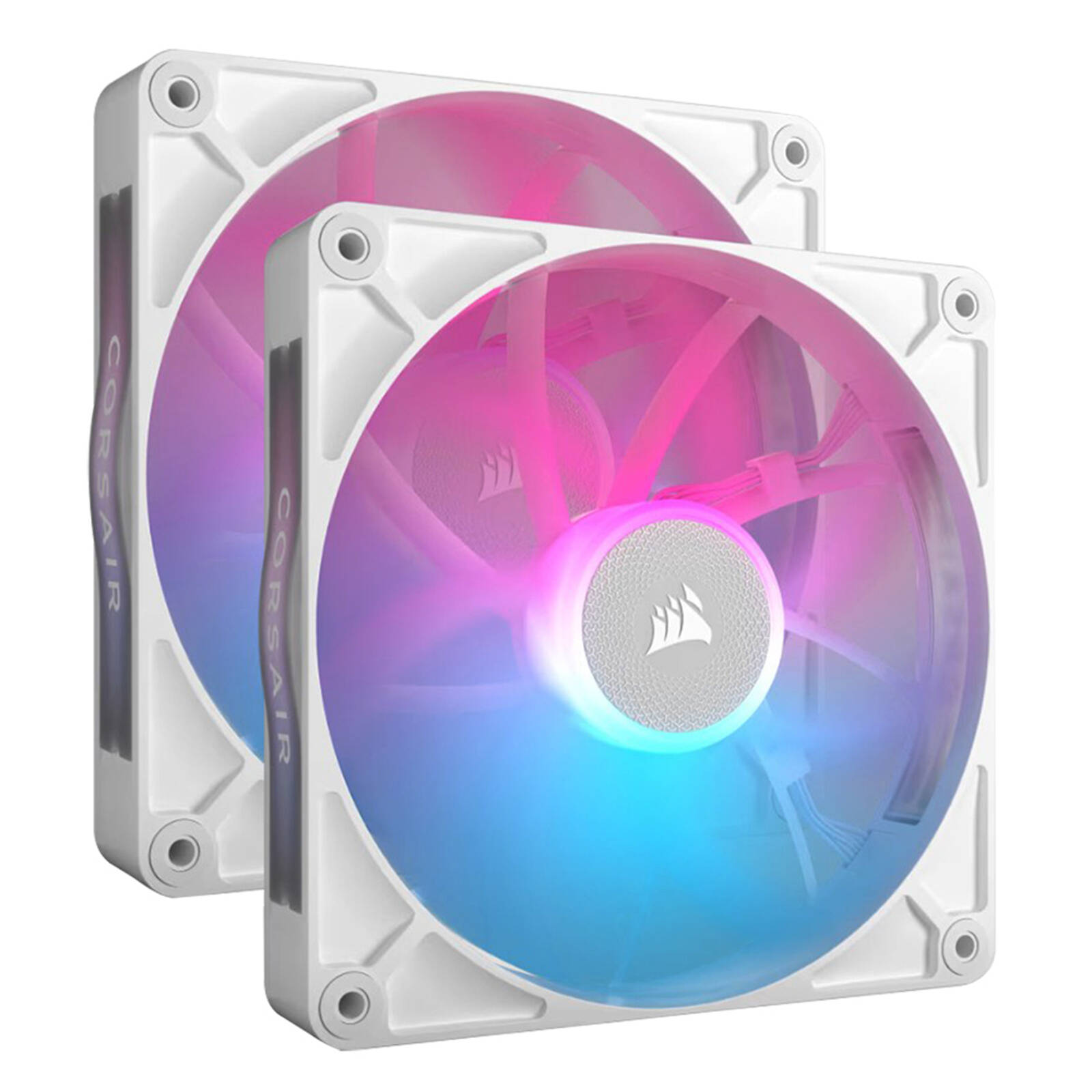 Corsair RX140 RGB White ICUE Link 140mm PWM Dual Fan Kit. 2x Fans, Connectors. 1 x ICUE Link Hub product image