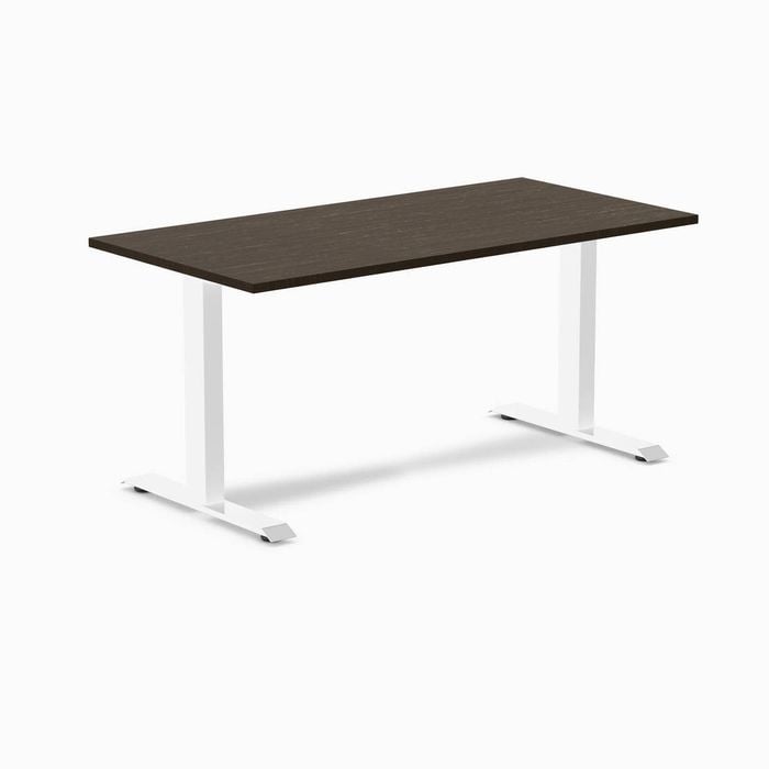 Desky Fixed Height Dark Bamboo Desk 150x75cm White Leg