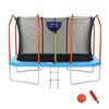 Everfit 12FT Trampoline for Kids Rectangle Rebounder with Ladder Basketball Set Enclosure Net Blue