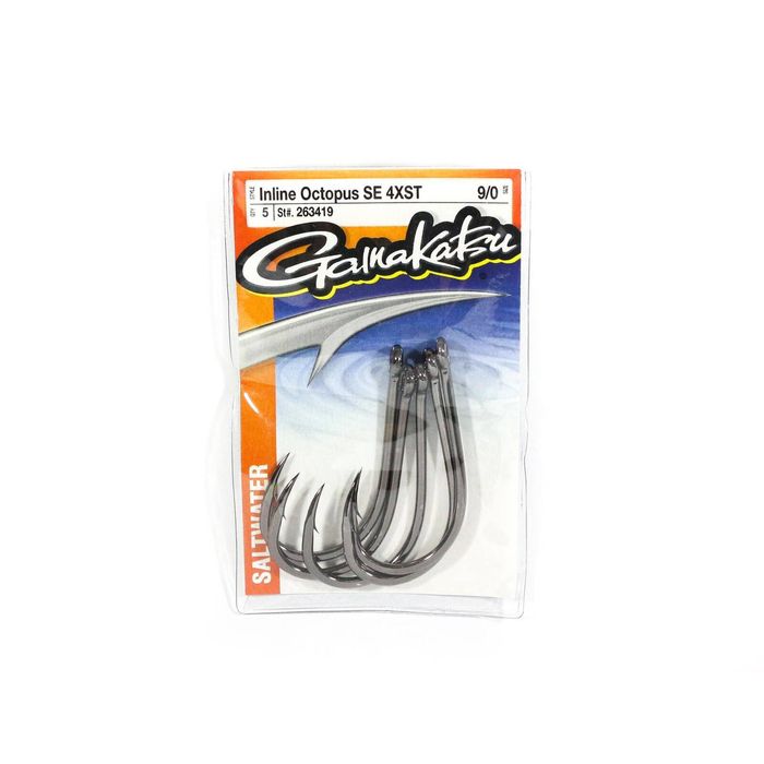Gamakatsu Inline Octopus SE 4x Game Fishing Hook Pre Pack 9/0 (5pk)