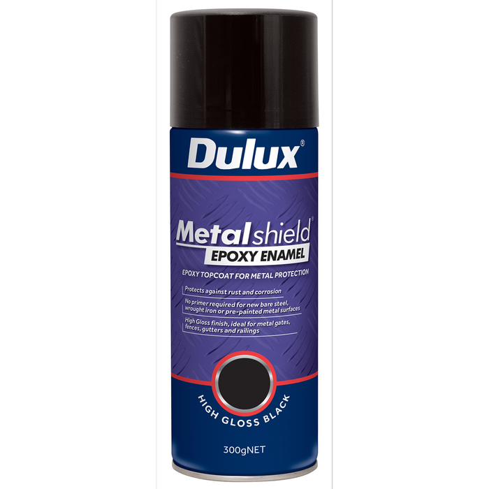 Dulux 300g Metalshield Epoxy Enamel Gloss Spray Paint Black - Black