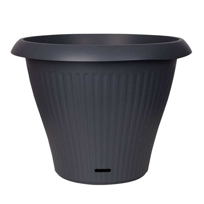 Northcote Pottery 50 x 38cm Charcoal Ribbed Self Watering Round Pot - 50cm
