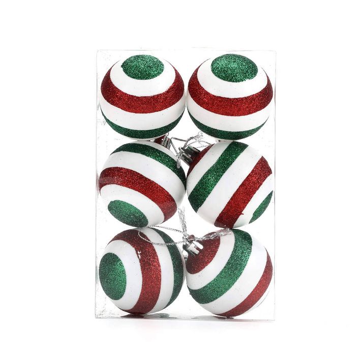 Catzon 6 Pcs Christmas Balls 6CM Shatterproof Plastic Painted Baubles for Xmas Tree Decor-Set5