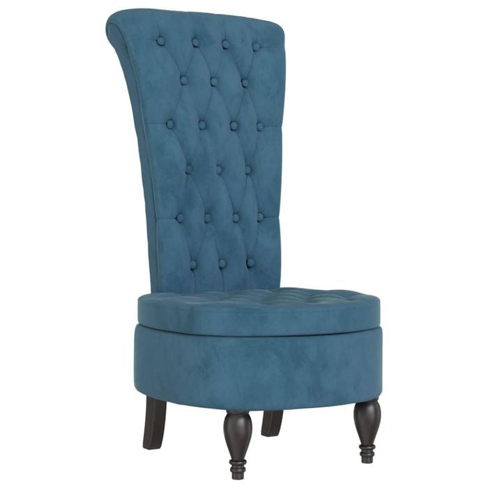 vidaXL High Back Chair Accent Sofa Chair Side Chair Blue Velvet Button Design