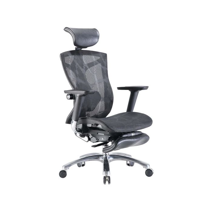 SIHOO V1 Office Chair with Premium Mesh Seat Headrest Armrest Lumbar Support and Footrest  (Black)