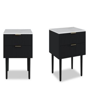 Big Lot Black Mila 2 Drawer Bedside (Set of 2)