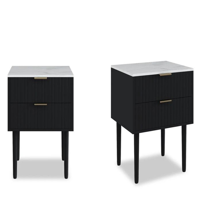 Big Lot Black Mila 2 Drawer Bedside (Set of 2)