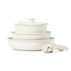 NNEOBA 5-Piece Non-Stick Cookware Set Aluminum Alloy Pots and Pans with Lids White