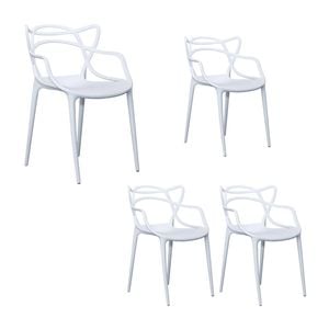 Benjamin Set of 4 Dining Chairs PU Plastic Frame White