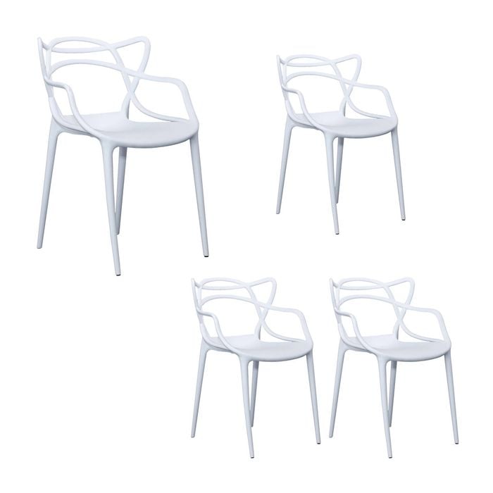 Benjamin Set of 4 Dining Chairs PU Plastic Frame White