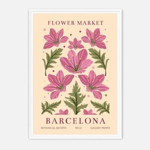 Galrie Vibrant Flower Market Art Print from Barcelona Botanical Decor for Your Home, White Frame, A4 21 x 30cm (8 x 12inch)