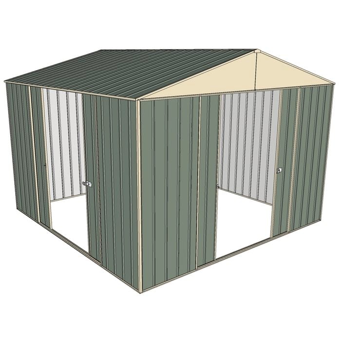 Build-a-Shed 3.0 x 3.0 x 2.3m Dual Double Sliding Door Shed - Green