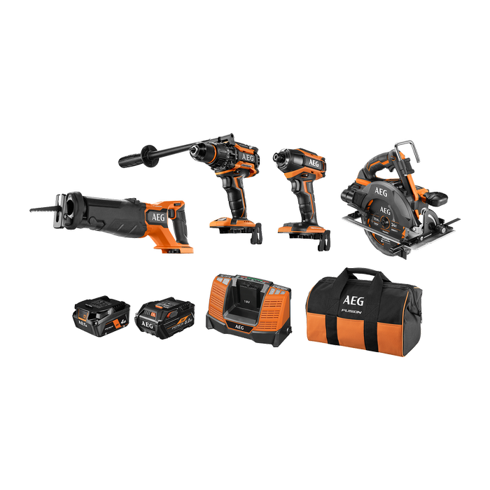 AEG 18V Fusion 4 Piece Heavy Duty 6.0Ah/4.0Ah Force Kit