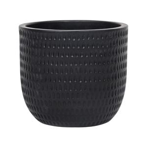 220 x 250mm Black Large Round Dotty Ceramic Pot