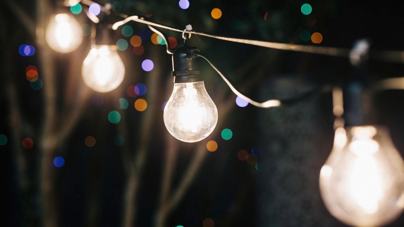 Hanging decorative lights.