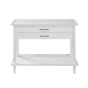 Genex Designs Amber 2 Draw White Brass Handle Console w/Shelf