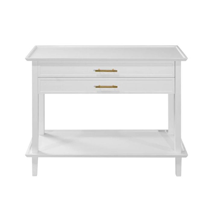Genex Designs Amber 2 Draw White Brass Handle Console w/Shelf