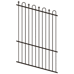 ProtectorAl 0350-1200W x 1800H Satin Black Loop & Spear Top Pool Fence Panel Raked Up to 15º - Black