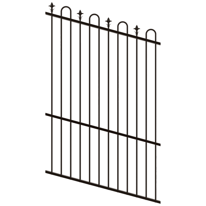 ProtectorAl 0350-1200W x 1800H Satin Black Loop & Spear Top Pool Fence Panel Raked Up to 15º - Black
