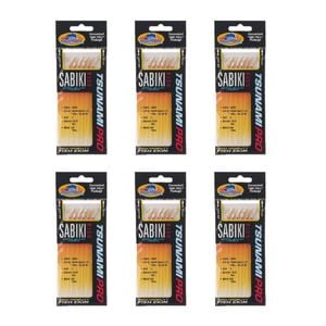 6x Tsunami 6 Gold Hook Sabiki Rig - TS68R Hage Red Head Flash and Beads Size 6
