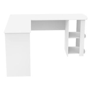 Ufurniture L Shaped Computer Desk with Storage Shelves White