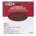 Hyde 9" Aluminium Oxide Sanding Discs - 180 Grit - 2 Pack