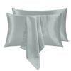 LINENOVA 2PCS 100% Mulberry Silk Pillow Cases Genuine Silk Pillowcases - Silver