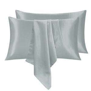 LINENOVA 2PCS 100% Mulberry Silk Pillow Cases Genuine Silk Pillowcases - Silver